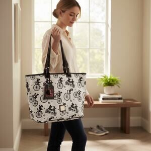 Disney Parks Dooney & Bourke 2015 Disney Mickey n Friends Bicycle Tote Bag 2015